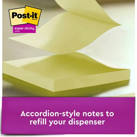 Post-it Ruled/Lined Super Sticky Pop-Up Notes 4" x 4" - Canary Yellow - 90 Sheets/ Pad - 5 Pads/ Pack