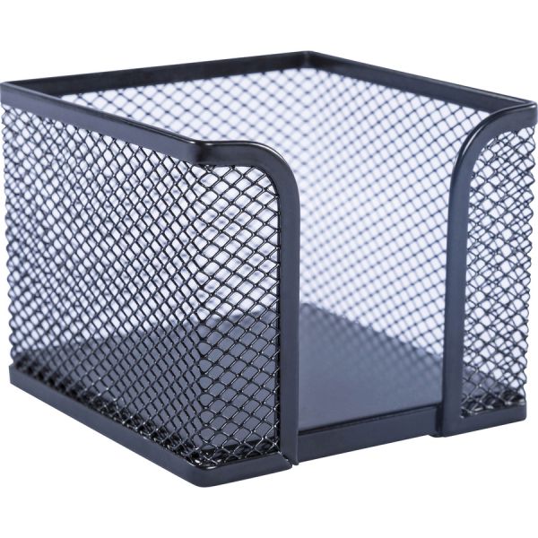 Lorell Black Mesh/Wire Memo Holder Compatible With 3" x 3" Adhesive Notes - 600 Sheet Capacity - Steel - Black - 1 Holder