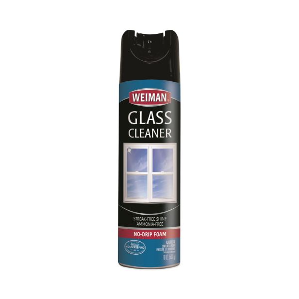 WEIMAN Foaming Glass Cleaner, 19 oz Aerosol Spray Can, 6/Carton