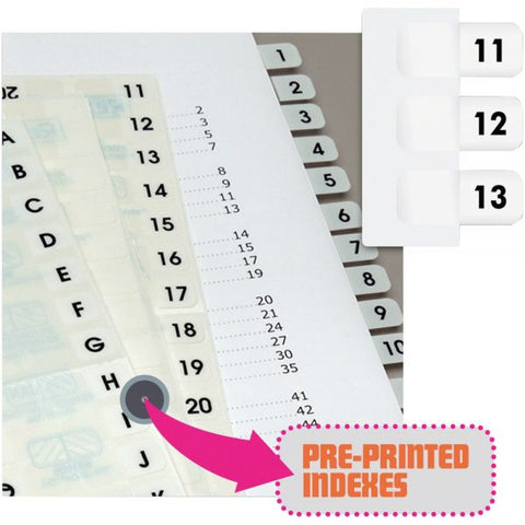 Redi-Tag Legal Index Tabs, Preprinted Numeric: 11 to 20, 1/12-Cut, White, 0.44" Wide, 104/Pack