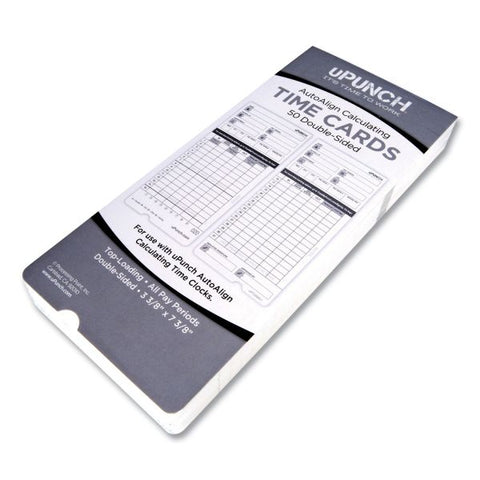 uPunch Time Clock Cards for uPunch HN4000, Two Sides, 7.37 x 3.37, 50/Pack