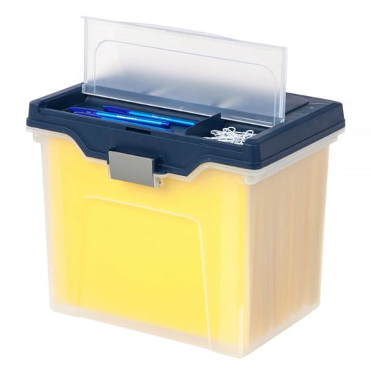 Mobile File Box, Large, Letter Size, 11-5/8"H x 13-13/6"W x 10"D, Clear/Blue