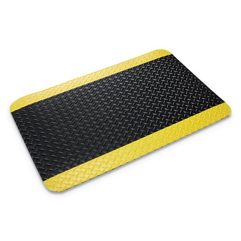 Crown Industrial Deck Plate Anti-Fatigue Mat, Vinyl, 36 x 60, Black/Yellow Border