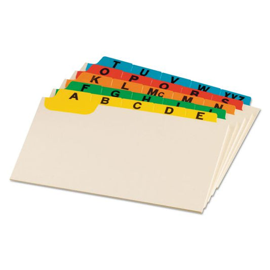 Oxford Manila Index Card Guides with Laminated Tabs, 1/5-Cut Top Tab, A to Z, 5 x 8, Manila, 25/Set