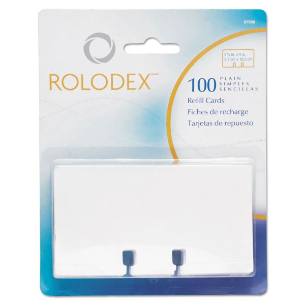 Tcg Card Roloex Rolodex Plain Unruled Refill Card, 2.25 x 4, White, 100 Cards/Pack ...
