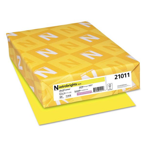 Astrobrights Color Paper, 24 lb, 8 1/2 x 11, Lift-Off Lemon, 500 Sheets/Ream