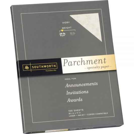 Southworth Parchment Specialty Paper, 8 1/2" x 11", 24 Lb, Ivory, Pack Of 100