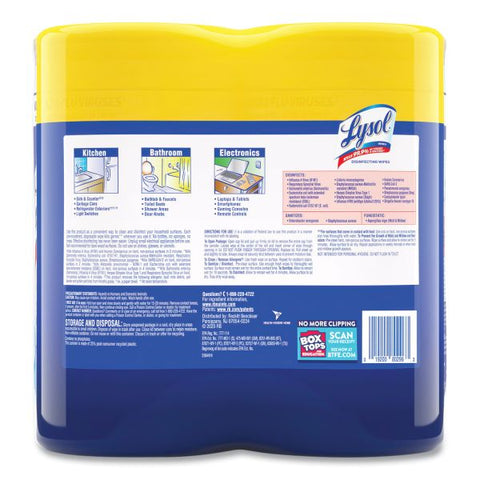 LYSOL Brand Disinfecting Wipes, 7 x 7.25, Lemon and Lime Blossom, 80 Wipes/Canister, 2 Canisters/Pack, 3 Packs/Carton