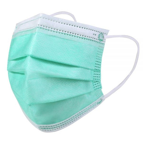 Kata 3-Ply Pleated Disposable Children's Face Masks, One Size, Green, Box Of 50 Masks