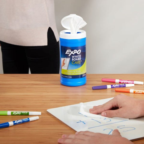 EXPO Dry-Erase Board-Cleaning Wet Wipes, 6 x 9, 50/Container