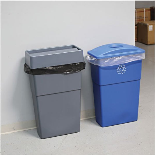 Genuine Joe Space-Saving 23 Gallon Trash Can 19" x 11" x 30" - 23 Gallon Capacity - Plastic - Gray - 1 Each