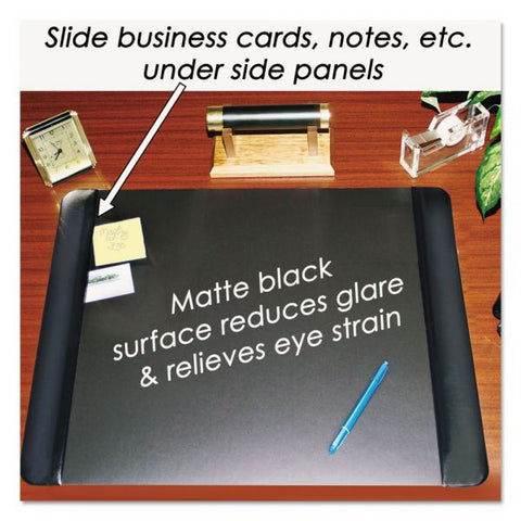 Artistic Executive Desk Pad with Antimicrobial Protection, Leather-Like Side Panels, 24 x 19, Black