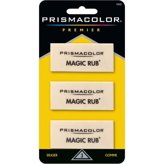 Prismacolor MAGIC RUB Eraser, For Pencil/Ink Marks, Rectangular Block, Medium, Off White, 3/Pack