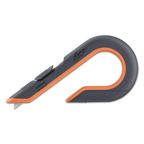 slice Box Cutters, Double Sided, Replaceable, 1.29" Carbon Steel Blade, 7" Nylon Handle, Gray/Orange