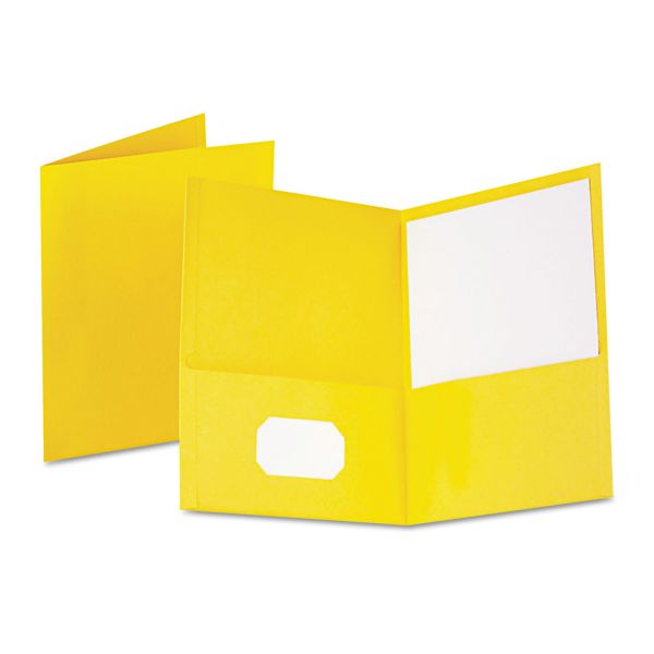 Oxford Twin-Pocket Folder, 100-Sheet Capacity, Yellow, 25/Box