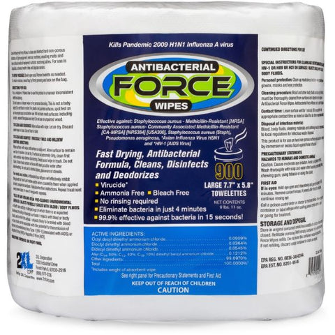 2XL FORCE Disinfecting Wipes Refill, 6 x 8, Unscented, White, 900/Pack, 4/Carton