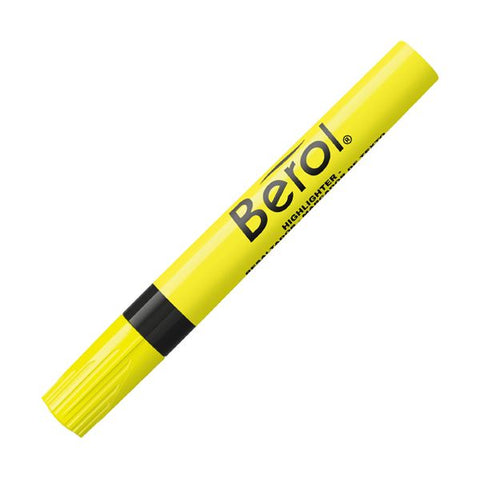 Berol 4009 Chisel Tip Highlighter, Fluorescent Yellow Ink, Chisel Tip, Yellow/Black Barrel, Dozen