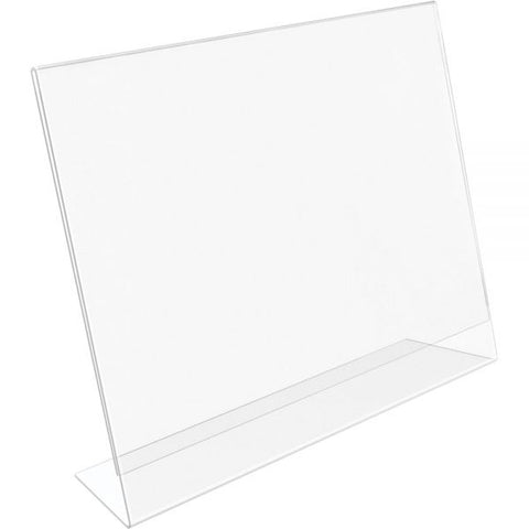 Deflect-o Anti-Glare Slanted Horizontal Sign Holder 11" x 8.50" Insert Size - Acrylic - Clear - 1 Each