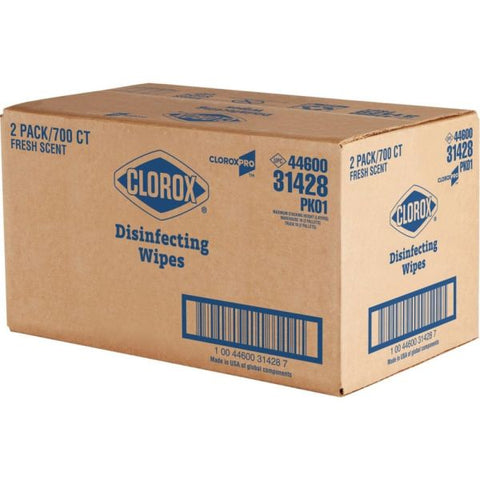 CloroxPro Disinfecting Wipes - Wipe - Fresh Scent - 7" Width x 7" Length - 700 / Pack - 2 / Carton - White