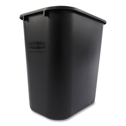 Rubbermaid Commercial Deskside Plastic Wastebasket, 7 gal, Plastic, Black