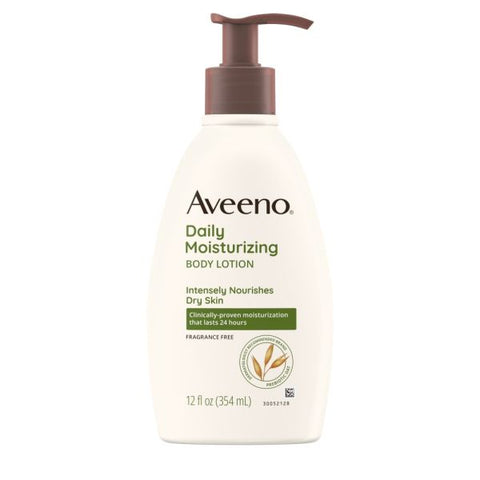 Aveeno Daily Moisturizing Lotion, 12 FL Oz. Lotion - 12 oz (340.2 g) - Non-fragrance - For Dry, Sensitive Skin - Non-greasy, Non-comedogenic, Hypoallergenic, Absorbs Quickly - 1 Each