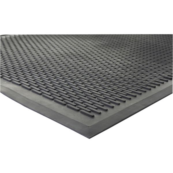 Genuine Joe Scraper Outdoor Floor Mat 36" x 60" - Rubber - Black