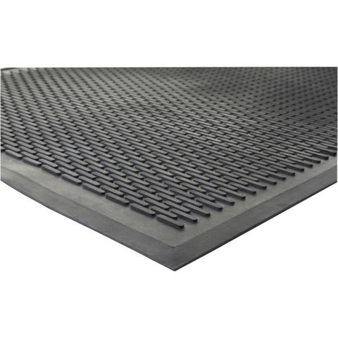 Genuine Joe Scraper Outdoor Floor Mat 36" x 60" - Rubber - Black