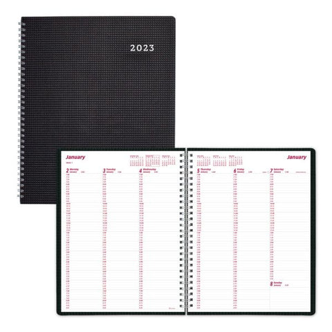 Brownline DuraFlex Weekly Appointment Planner, 11" x 8-1/2", 50% Recycled, Black, January To December 2023, CB950V.BLK