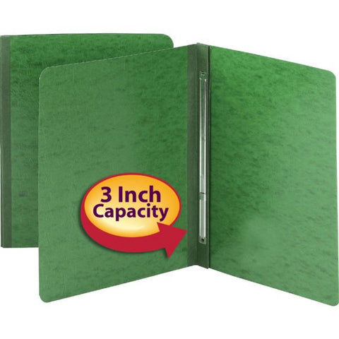 Smead Prong Fastener Premium Pressboard Report Cover, Two-Piece Prong Fastener, 3" Capacity, 8.5 x 11, Green/Green