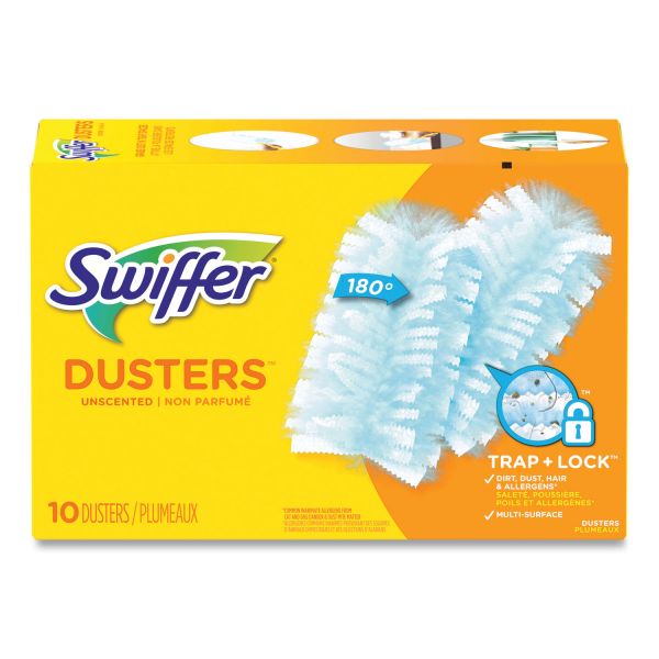 Swiffer Refill Dusters, Dust Lock Fiber, Light Blue, Unscented, 10/Box, 4 Box/Carton