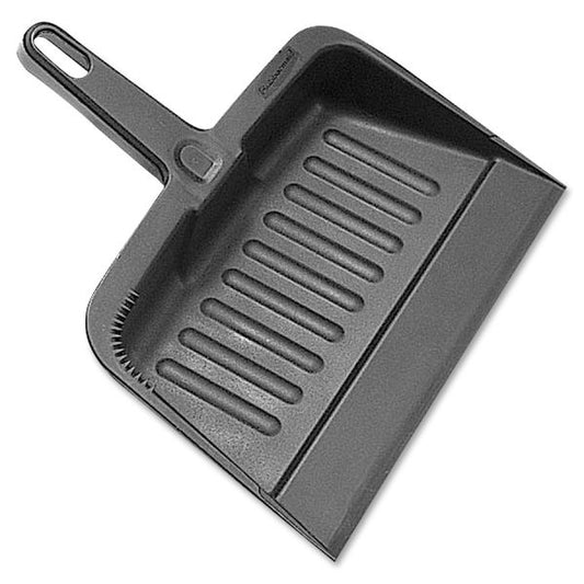 Rubbermaid Commercial Heavy-Duty Dustpans 8.20" Wide - 12.25" Handle - Plastic - Charcoal - 12 / Carton