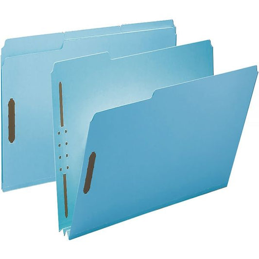 Smead Pressboard Fastener Folders, 2" Expansion, 8 1/2" x 11", Letter, 100% Recycled, Blue, Box of 25 8 1/2" x 11" - 250 Sheet Capacity - 2" Expansion - 2 x 2K Fastener(s) - Assorted Position Tab Position - Pressboard - Blue - 100% Recycled - 25 / Box