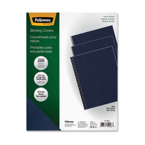 Fellowes Expressions Linen Texture Presentation Covers for Binding Systems, Navy, 11 x 8.5, Unpunched, 200/Pack