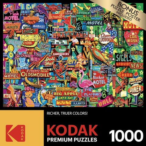 Cra-Z-Art Kodak 1,000 Piece Jigsaw Puzzle, Neon Signs, 20” x 27”