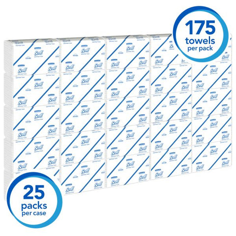 Scott SCOTTFOLD Paper Towels, 7 4/5 x 12 2/5, 1-Ply, White, 175 Sheets/Pack, 25 Packs/Carton