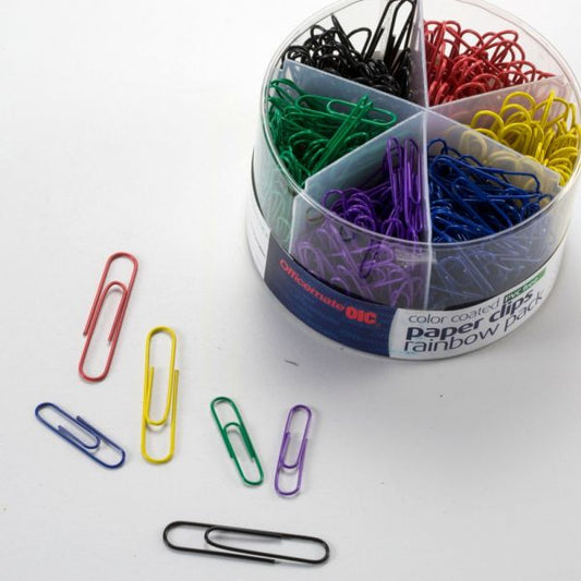 Officemate Giant #2 Plastic-Coated Paper Clips No. 2 - 300/ Box - Jumbo - 150/ Box - Assorted Colors