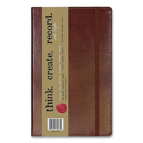 Markings by C.R. Gibson Bonded Leather Journal, 1 Subject, Narrow Rule, Brown Cover, 8.25 x 5, 240 Sheets