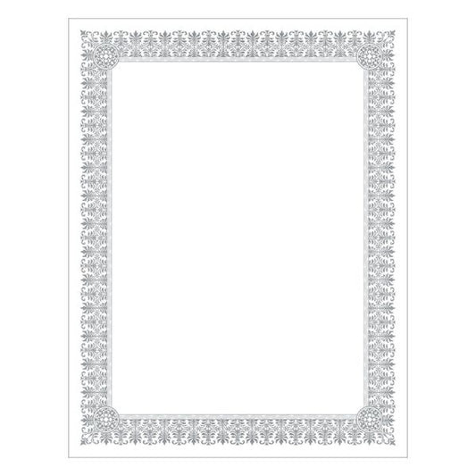 Southworth Premium Certificates, 8.5 x 11, White/Silver with Fleur Silver Foil Border,15/Pack