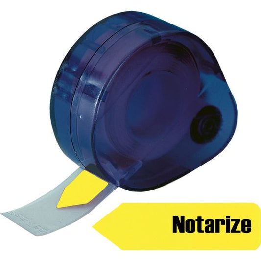 Redi-Tag Arrow Message Page Flags in Dispenser, "Notarize", Yellow, 120 Flags/Dispenser