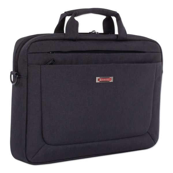 Swiss Mobility Cadence Slim Briefcase, Fits Devices Up to 15.6", Polyester, 3.5 x 3.5 x 16, Charcoal