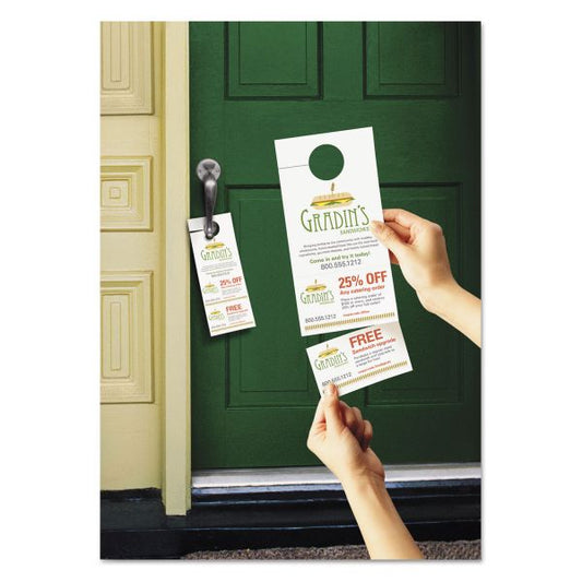 Avery Door Hanger with Tear-Away Cards, 97 Bright, 65 lb Cover Weight, 4.25 x 11, White, 2 Hangers/Sheet, 40 Sheets/Pack