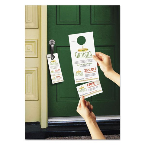 Avery Door Hanger with Tear-Away Cards, 97 Bright, 65 lb Cover Weight, 4.25 x 11, White, 2 Hangers/Sheet, 40 Sheets/Pack