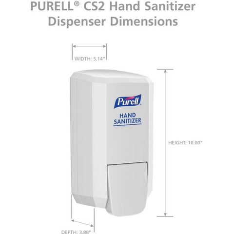 PURELL CS2 Hand Sanitizer Dispenser (4141-06) for CS2 Hand Sanitizer Refills Manual - 1.06 quart Capacity - Durable, Wall Mountable, Compact, Push Button - White - 1Each