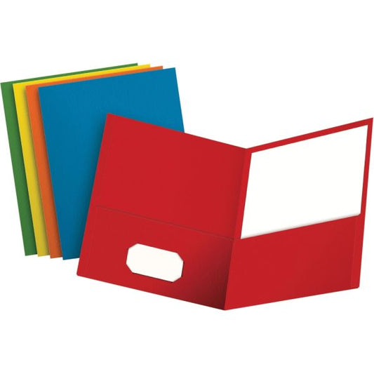 Oxford Twin-Pocket Folder, 100-Sheet Capacity, Assorted Colors, 25/Box