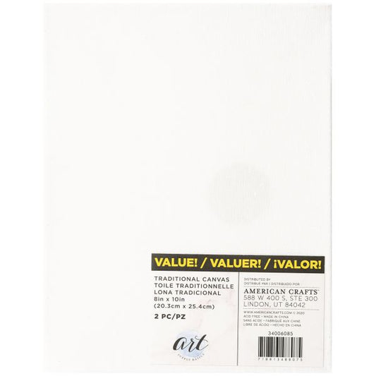 Art Supply Basics Stretched Canvas 2/Pkg 8"X10"