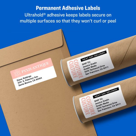 Products Avery Shipping Labels w/ TrueBlock Technology, Laser Printers, 2 x 4, White, 10/Sheet, 100 Sheets/Box