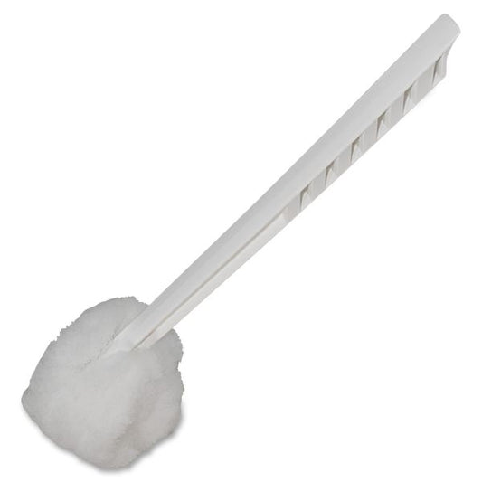 Genuine Joe Toilet Bowl Mop 4.50" Head - 12" Plastic Handle - Durable, Scrubber Strip, Acid Resistant - 25 / Carton - White