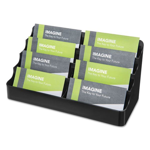 deflecto 8-Tier Recycled Business Card Holder, Holds 400 Cards, 7.88 x 3.88 x 3.38, Plastic, Black