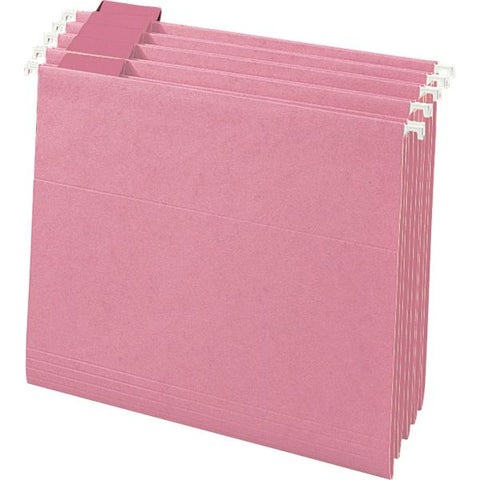 Smead Colored Hanging File Folders with 1/5 Cut Tabs, Letter Size, 1/5-Cut Tabs, Pink, 25/Box