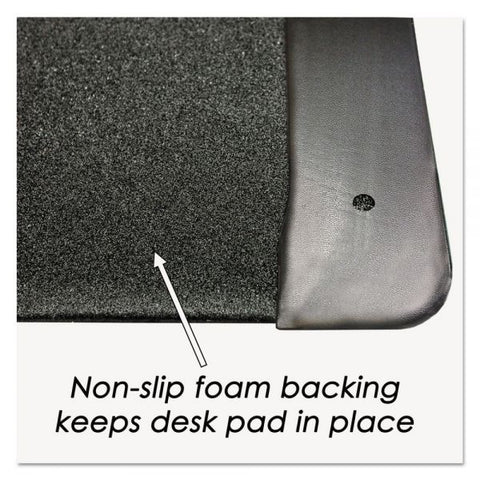 Artistic Executive Desk Pad with Antimicrobial Protection, Leather-Like Side Panels, 24 x 19, Black